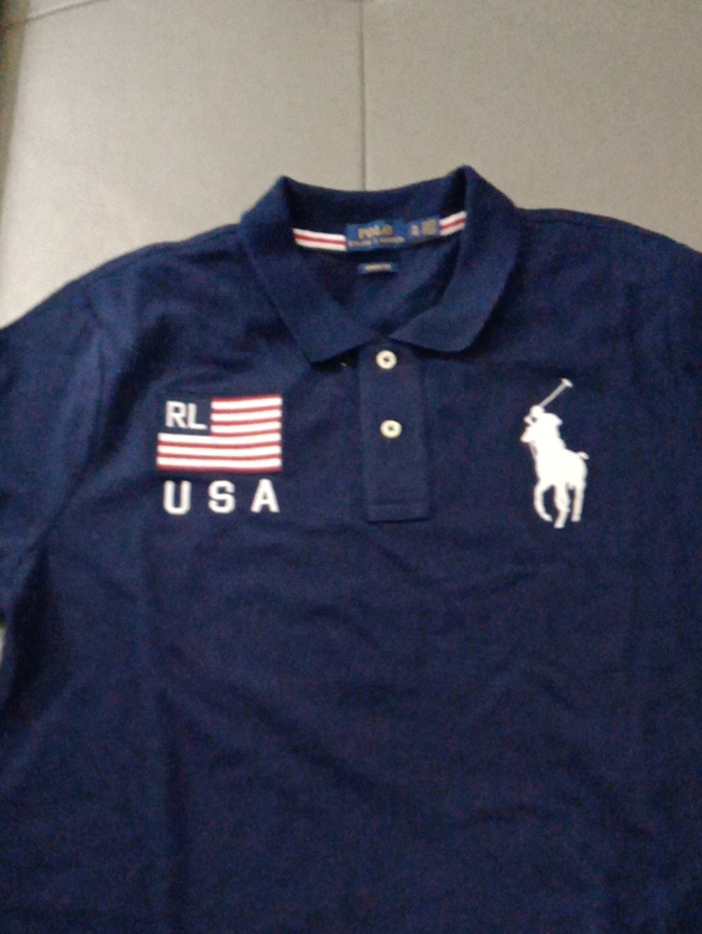 Ralph Lauren Navy Polo Shirt with Red & White Trim